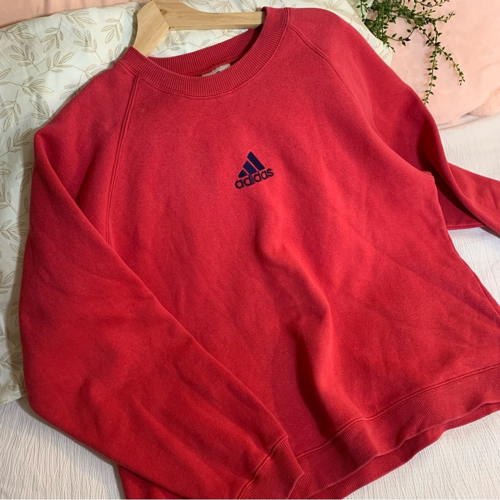 Vintage Y2k Adidas Logo Crewneck - Red